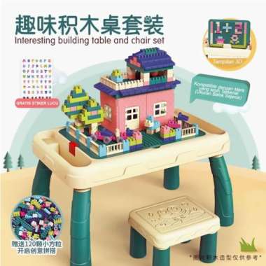 meja lego building block - mode belajar dan mode puzzle (free kursi)
