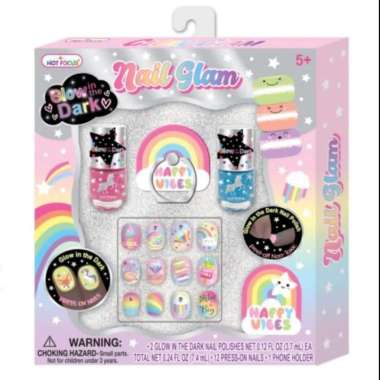 kosmetik nail art anak perempuan - nail glam plaid glow in the dark Multicolor