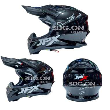 HELM JPX CROSS FOX 1 SOLID TRAIL SUPERMOTO ORIGINAL L HITAM GLOSS