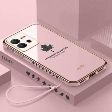 Case Vivo Y35 2022 Softcase Eleektro Plating Maple Silicon Bonus Tali Strap VIVO Y35 2022 HITAM