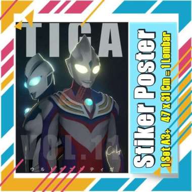 Stiker Label Ultramen Blu Ace Titas Legend Rosso Tregear Tiga Cosmos Mebius Nexus EvilA3+ Buku Pelajaran Anak Vol-106 No 8 Poster