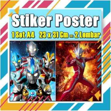 Stiker Label Ultramen Blu Ace Titas Legend Rosso Tregear Tiga Cosmos Mebius Nexus EvilA4 Buku Pelajaran Anak Vol-112 No 3 Poster