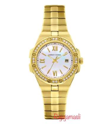 Jam Tangan Wanita CHRIST VERRA CV921458 Stainless Steel Gold