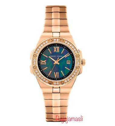 Jam Tangan Wanita CHRIST VERRA CV921458 Stainless Steel Rose Black
