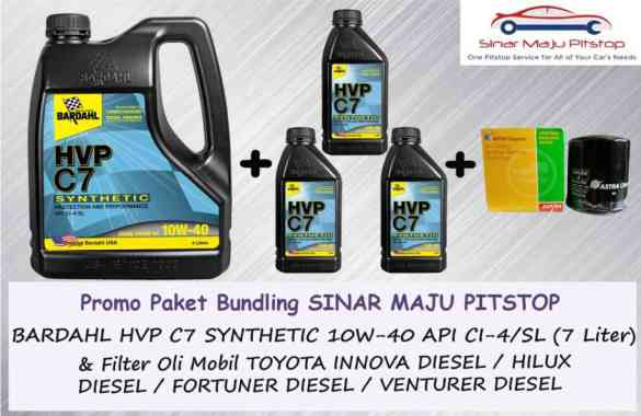Paket Bundling Oli 7 Liter BARDAHL HVP C7 10W-40 & Filter Mobil TOYOTA INNOVA & INNOVA REBORN & VENT