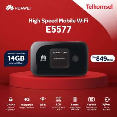 Huawei E5577 Mifi Modem Wifi Router 4G Telkomsel Unlock Free 14Gb Multicolor
