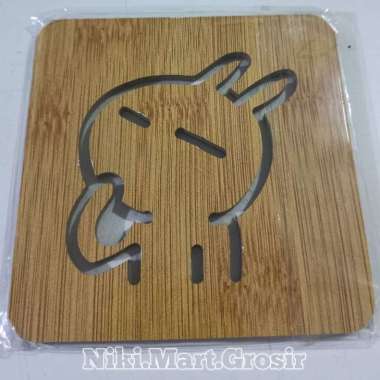Tatakan Gelas Kayu / Tatakan Kayu Motif Kotak Kecil