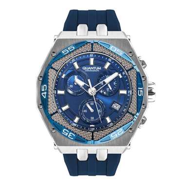 QUANTUM HNG1066.399 - JAM TANGAN CHRONOGRAPH PRIA RUBBER STRAP STAINLESS STEEL ORIGINAL