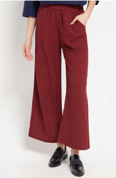 Striped Pants In Maroon Cream M