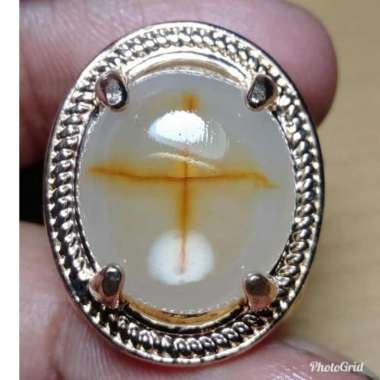 Cincin Akik Batu Gambar Motif Salib Tapak Jalak 1