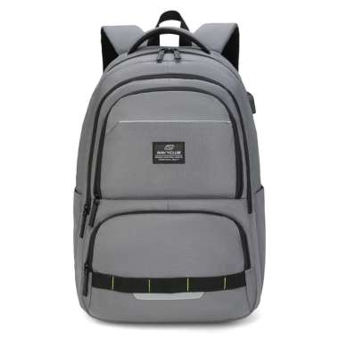 Navy Club Tas Ransel Laptop CFA - Backpack Daypack USB Port Tas Pria Wanita Free Bag Cover Grey