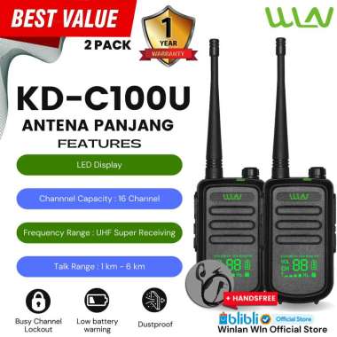 WLN WINLAN HT WALKIE TALKIE KD-C100U 2PCS PLUS HF STD ANTENA PANJANG