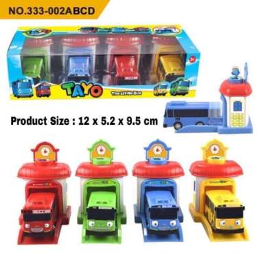 Mobil Tayo Garasi 4 Pcs Pelontar The Little Bus Tayo Garage Multicolor