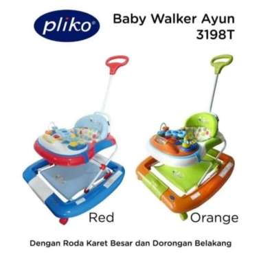 Pliko Baby Walker 3198 / Alat Bantu Jalan Bayi Biru Merah