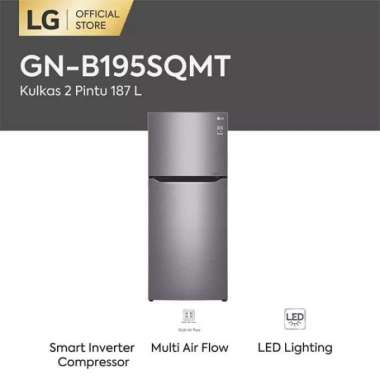 Kulkas LG 2 pintu inverter GNB 195 SQMT low watt