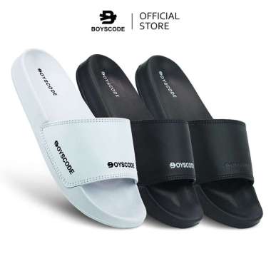 BOYSCODE Sendal Selop Karet Pria Wanita Mid Logo Emboss / Slop Pria / Slip On Pria / Slide Pria 41 P