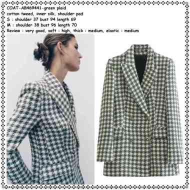 AB469441 Tweed Blazer Kotak Jas Formal Kerja Wanita Korea Import