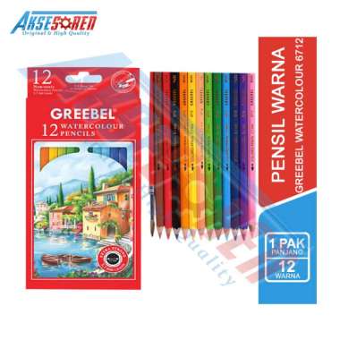Aksesoren Pensil Warna Panjang Greebel Watercolour Pencils / Pinsil Warna Air / Pencil Coloring / Pe
