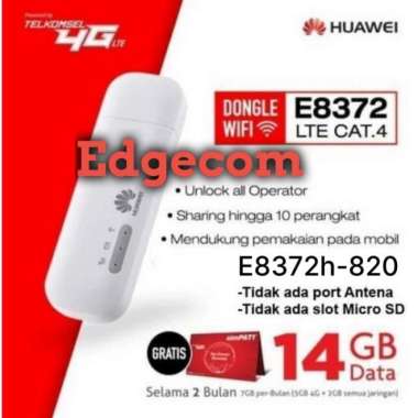 Huawei E8372 Modem USB Wifi 4G LTE Free Telkomsel 14Gb Multicolor