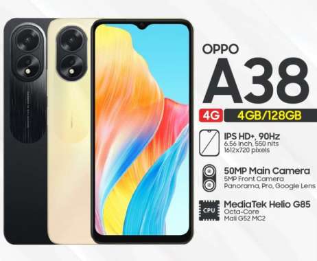 OPPO A38 RAM 4+4/128 GB GARANSI RESMI ORIGINAL BISA KREDIVO / PAYLATER gold