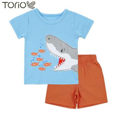 TORIO Short Pant Set Hungry Shark - Setelan Anak Laki-laki 5-6 tahun