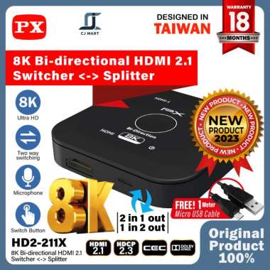 HDMI Switcher Splitter Bi Directional 2 in 1 out 8K PX HD2-211X