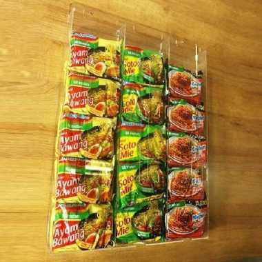 Akrilik tempat mie instan/rak Indomie