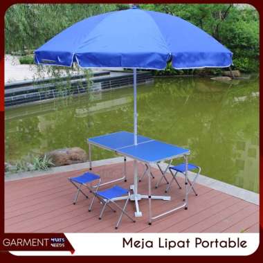Meja Lipat Lubang Tengah Jualan Bazar Lapak Cafe Anti UV Kokoh Warna Warni Bagus Koper Camping PACKI