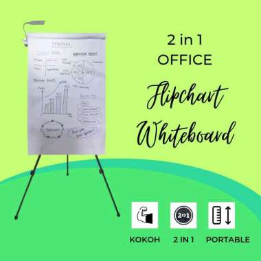 SMART OFFICE PAPAN TULIS FLIPCHART FLIP CHART WHITEBOARD STANDING PORTABLE LED LAMP 3 MODE