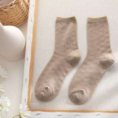 Kaos kaki Brokat Halus Girly / Kaoskaki Wanita Brukat Lembut Import Coklat