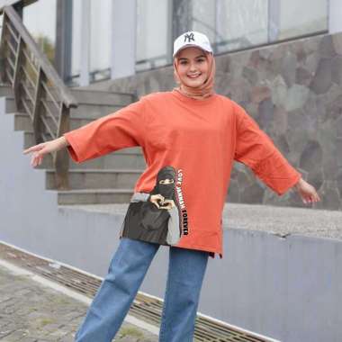 ZS BAJU WANITA HIJAB TRENDY KAOS OVERSIZE LENGAN 7/8 FOREVER DTF NEW DESAIGN BELI 4 GRATIS 1 ACAK GA
