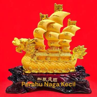 Hiasan Pajangan Fiber PERAHU NAGA MAS YI FAN FENG SHUN Kecil