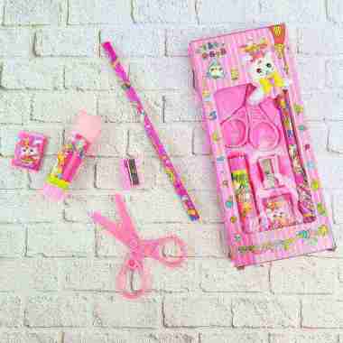 Alat Tulis Stationary Sekolah Set Paket Alat Tulis 5 In1 Lengkap Kado Souvenir Karakter Lucu / 1 set