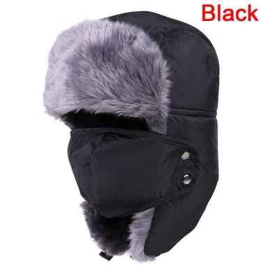 SPV TOPI RUSIA USHANKA IMPORT + MASKER / WINTER HAT / TOPI BOMBER RUSIA Hitam