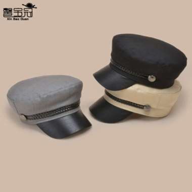 Topi Wanita Korea Import Model Tentara Navy Hitam