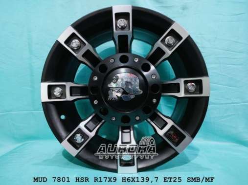 Velg mobil Pajero Fortuner Ring 17 R17 lebar 9 Mud HSR black polish Multicolor