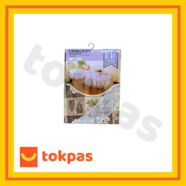 Taplak Meja Makan Bulat Plastik 60" Round Table Cloth Meiwa 152 cm Round Putih Beige