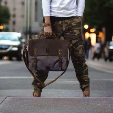 Mivaso Tas Kerja/Tas kantor pria+ t4 laptop (KULIT ASLI PREMIUM) BIRMINGHAM coklat abu