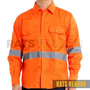 Ratsvendor Kemeja Safety K3 / Baju Kerja Proyek / Wearpack Tambang HSE Orange M