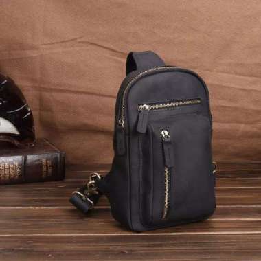 Mivaso Sling Bag Kulit Asli Pria Selempang - Tas Pria Kulit Sapi Original - Tas Kulit Selempang Dada