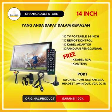New Tv Portable Mini Led Monitor Televisi Kecil Portabel Digital Analog Hd 14 inch