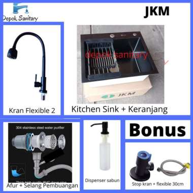 KITCHEN SINK STAINLESS HITAM BLACK 5243 / PAKET KITCHEN SINK JKM KR FLEXBL