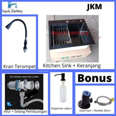KITCHEN SINK STAINLESS HITAM BLACK 5243 / PAKET KITCHEN SINK JKM KR TROMPET