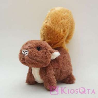 boneka tupai lucu cute squirrel ekor besar coklat muda medium