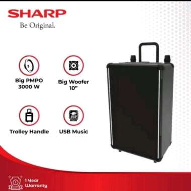 SPEAKER TROLLEY SHARP CBOX TR10CBL - SPEAKER PORTABLE SHARP 10 INCH - SHARP SPEAKER TROLLEY 10 INCH 