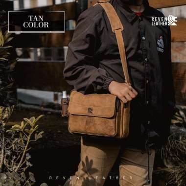 GST Tas Selempang Pria Kulit Asli Sling Bag Soren Untuk Kerja Kantor Bahan Crazy Horse Kulit Sapi As