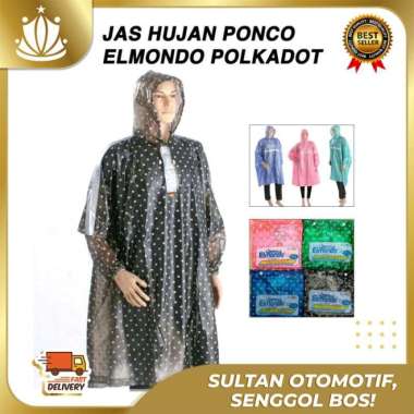JAS HUJAN Ponco POLKADOT Pop Elmondo 713 Promo Murah / Jas Hujan bagus Hitam