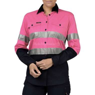 Wearpack Coverall Safety / katelpak / Seragam Kerja Proyek Pink Navy XL MokoWorkwear Wanita L