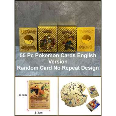 HARGA GROSIR 55 pcs Kartu Pokemon Gold Silver Black Cards - PVC Card - Anti Air 55pc GoldCardEnglish