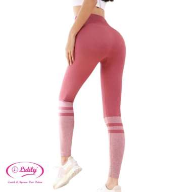 LIDILY - Setelan Baju Olahraga | Crop Top + Legging Sport FREE BABY GOLD | Set Pakaian Senam Gym Jog